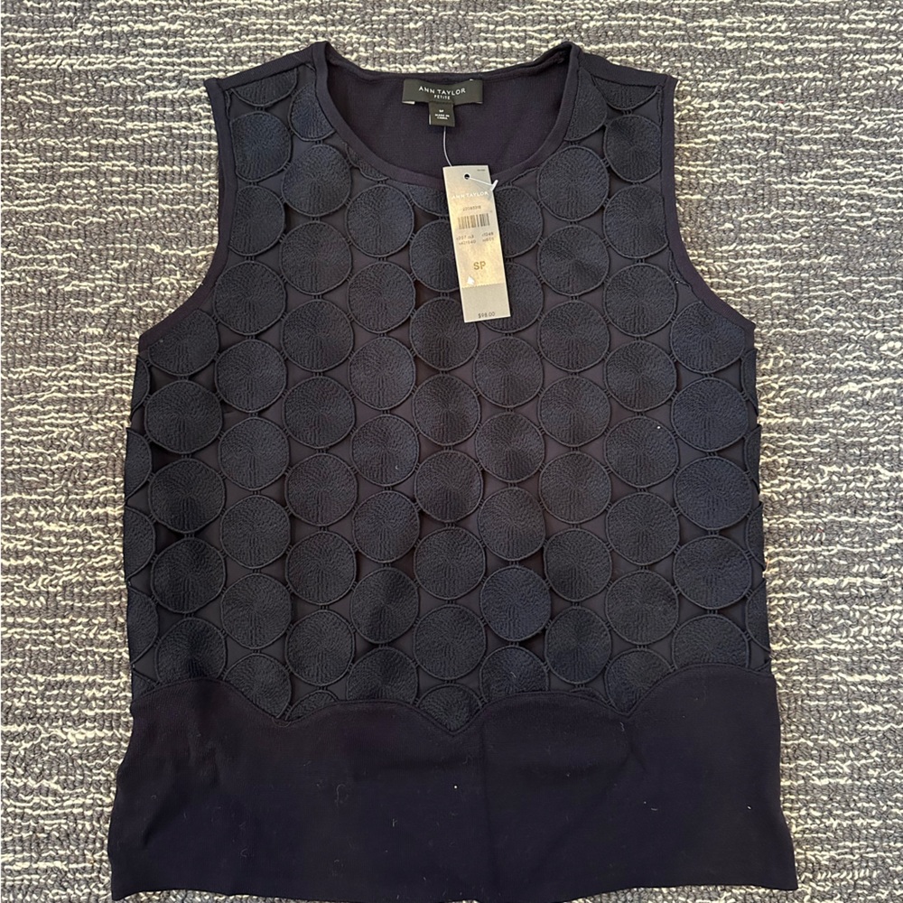 Ann Taylor Navy Textured Tank Top
